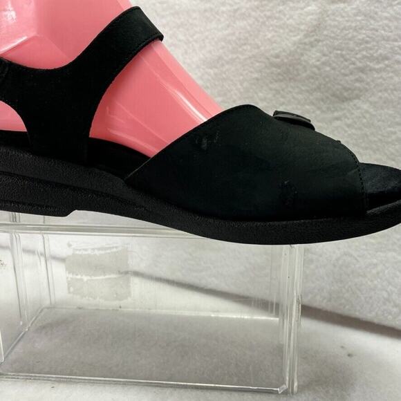 Mephisto Sandals Womens 10 Adjustable Double Strap Buckle Nubuck Leather Black - Picture 14 of 15